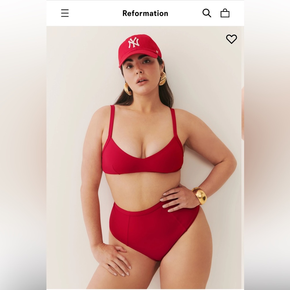 Reformation Azure High Waisted Bikini Bottom Red - Size XL NWT